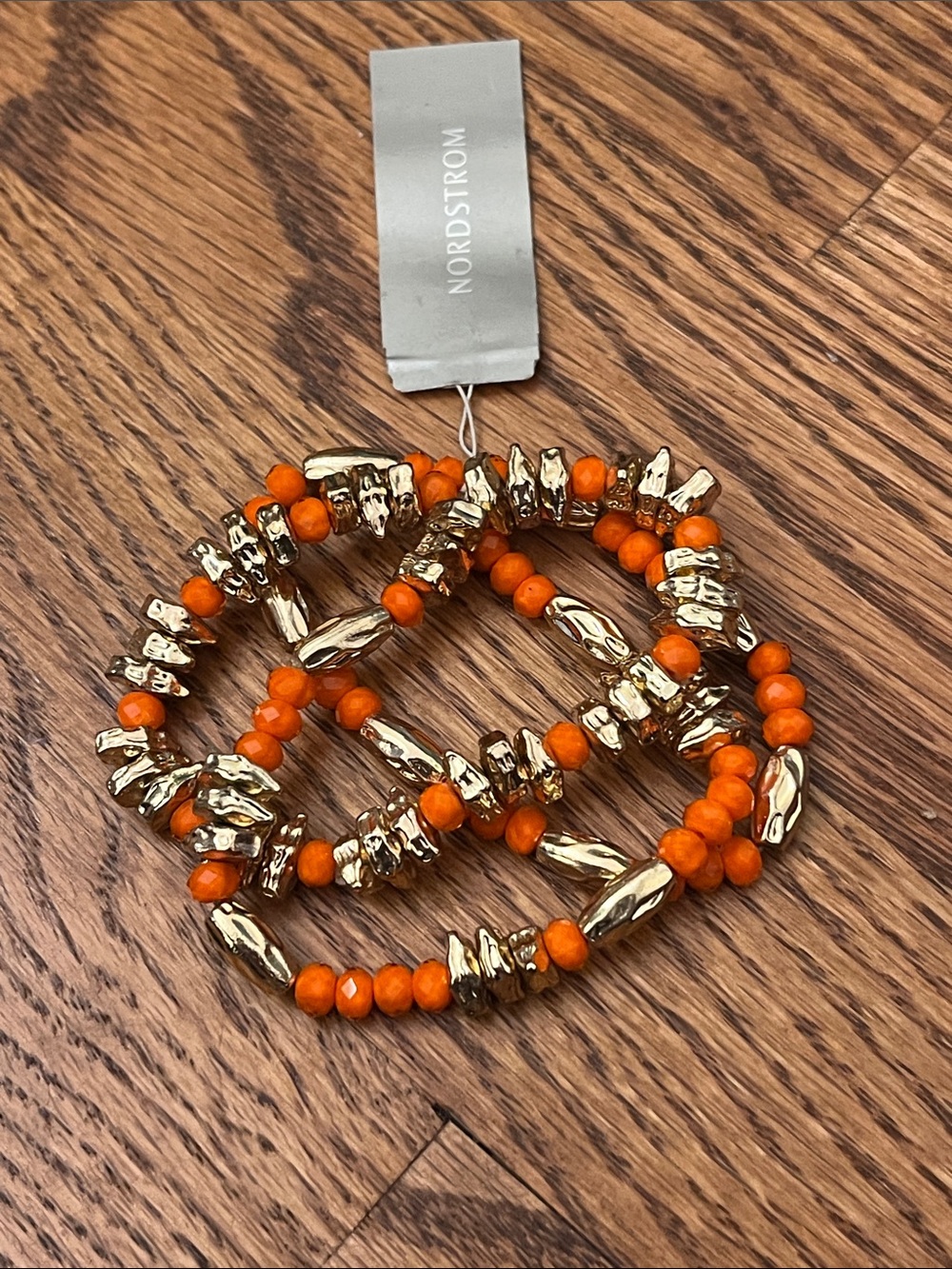 Orange and Gold Stretch Bracelets